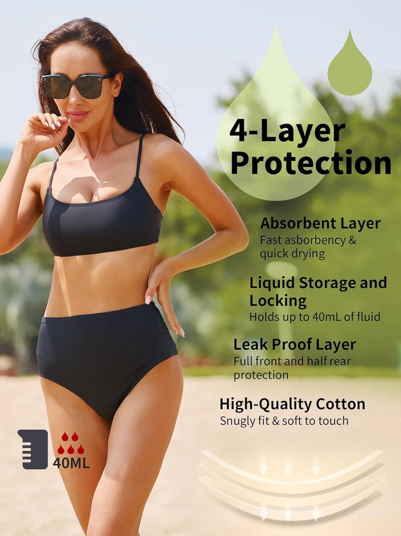 feitycom Store Period Swimwear-Menstrual Swimsuit Bikini Bottoms-High Waisted Leakproof Swim Bottoms for Teens Girls and Women. - Image 3